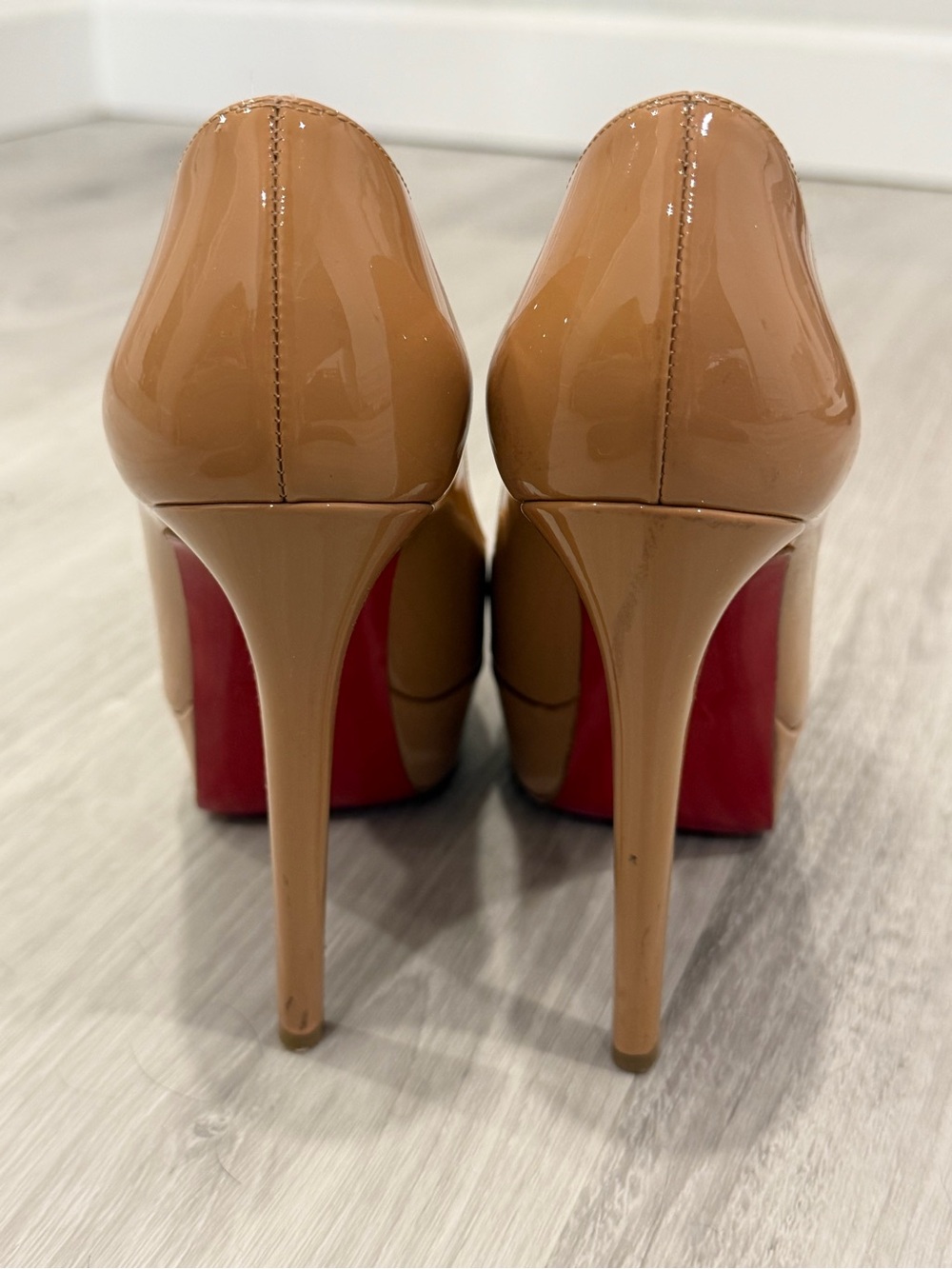 Christian Louboutin Nude Patent Leather Round-Toe Pumps